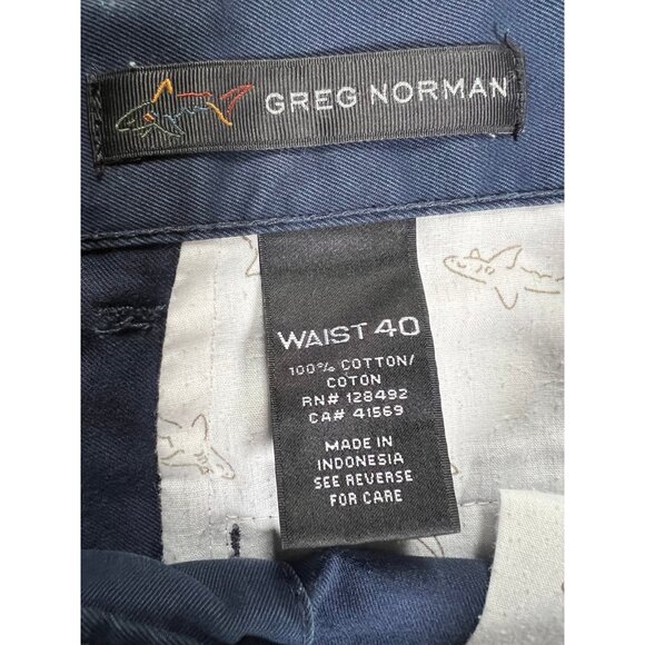 Greg Norman Mens Shorts 40 Navy Blue Flat Front- 100% Cotton - Picture 3 of 6